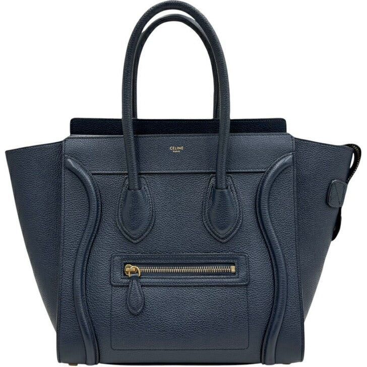 [Used] Celine Luggage Micro Navy Gold Hardware Leather Handbag 2019 CELINE Free