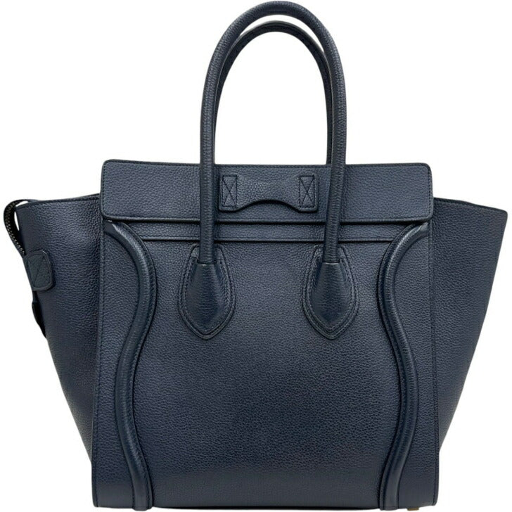 [Used] Celine Luggage Micro Navy Gold Hardware Leather Handbag 2019 CELINE Free