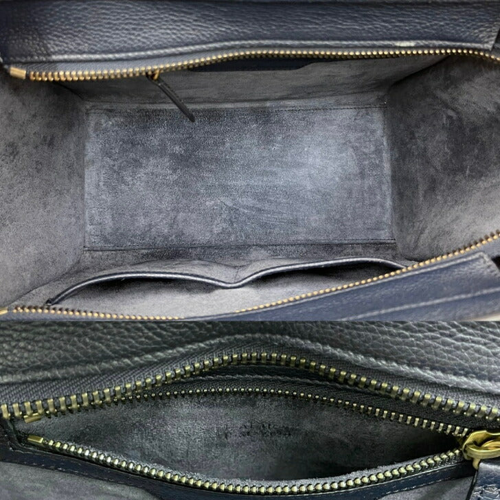 [Used] Celine Luggage Micro Navy Gold Hardware Leather Handbag 2019 CELINE Free