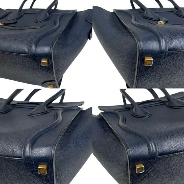[Used] Celine Luggage Micro Navy Gold Hardware Leather Handbag 2019 CELINE Free