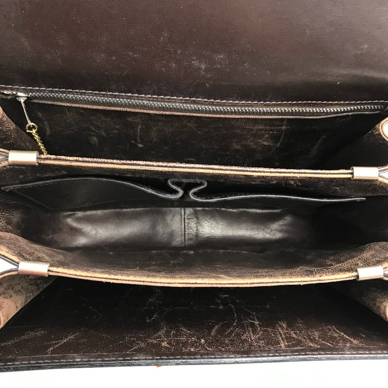 CELINE Vintage Carriage Fittings Bag Shoulder Bag Leather Women's Dark Brown x