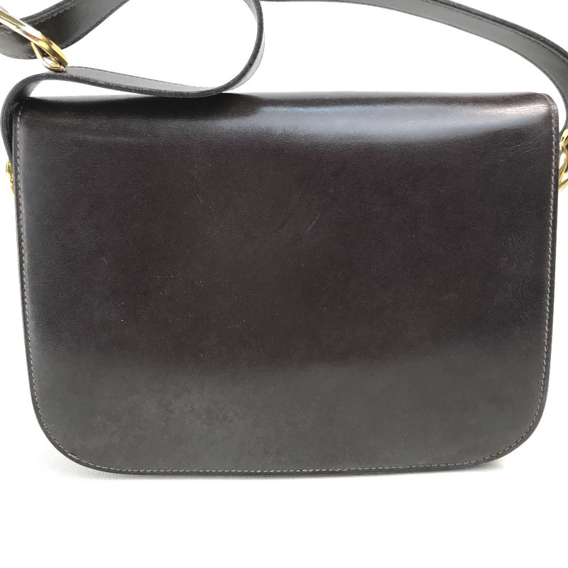 CELINE Vintage Carriage Fittings Bag Shoulder Bag Leather Women's Dark Brown x