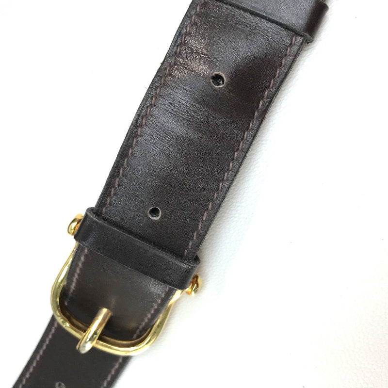 CELINE Vintage Carriage Fittings Bag Shoulder Bag Leather Women's Dark Brown x
