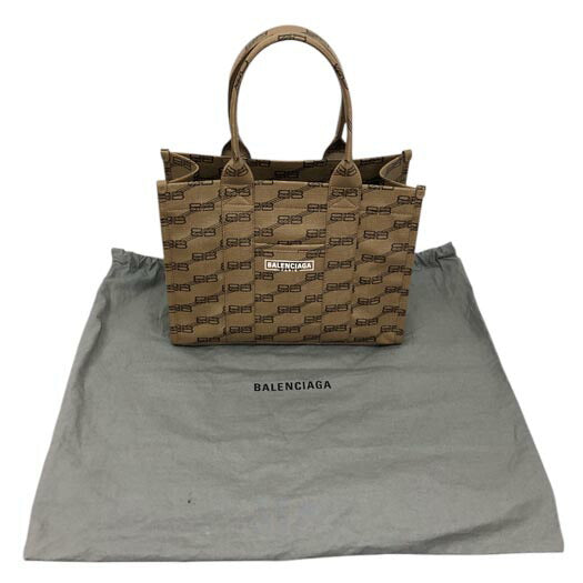 Balenciaga Hardware Small Tote Handbag PVC Beige 671402 Yokohama BLANC [Used]