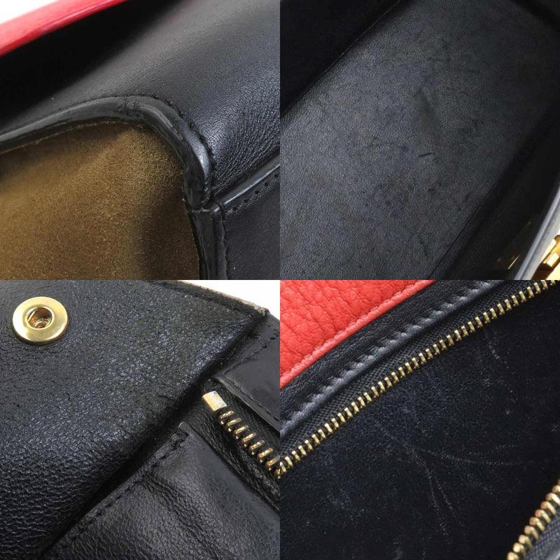 CELINE Handbag Shoulder Bag Trapeze Leather/Suede Red/Black/Khaki Women's Free
