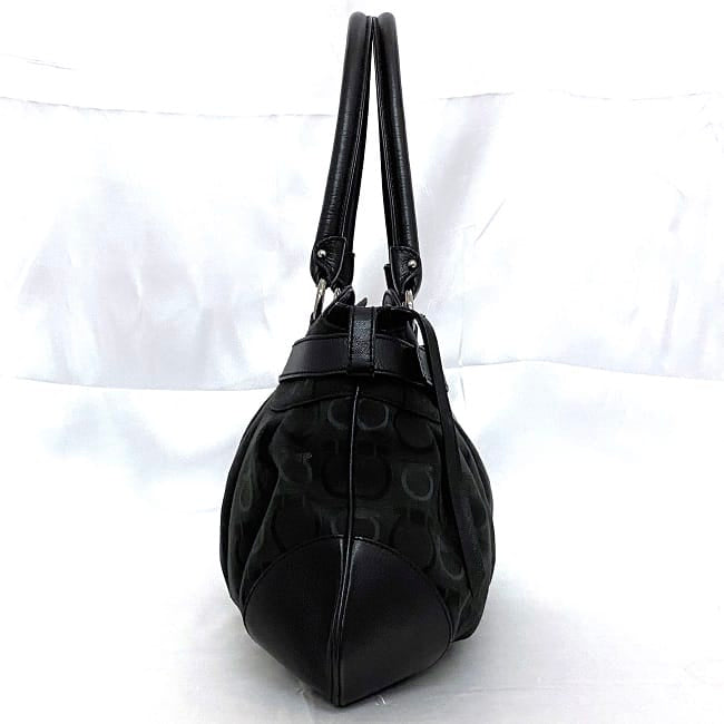 [Free Shipping] Salvatore Ferragamo Handbag Black Gancini AU-21/6325 ec-20693