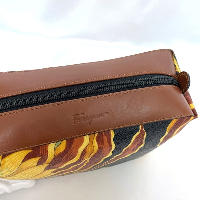 Salvatore Ferragamo Clutch Bag Pouch ec-21208 Brown Black Multicolor 22-3082