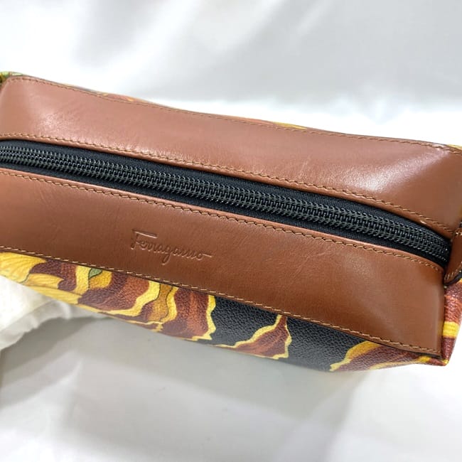 Salvatore Ferragamo Clutch Bag Pouch ec-21208 Brown Black Multicolor 22-3082