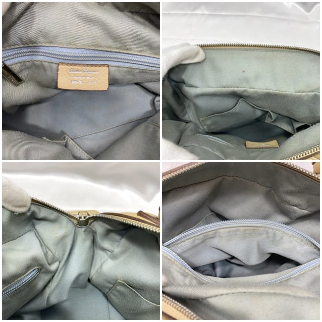[Free Shipping] Salvatore Ferragamo 2-way Boston Bag ec-21259 Beige Gancini