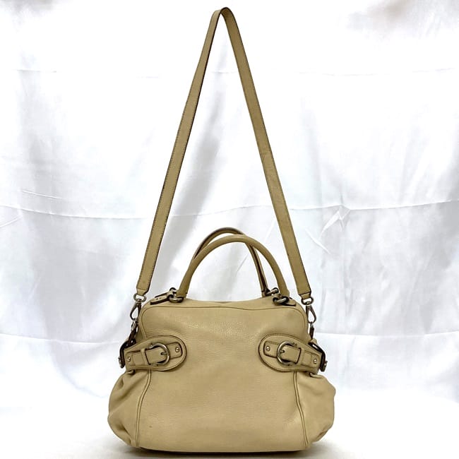 [Free Shipping] Salvatore Ferragamo 2-way Boston Bag ec-21259 Beige Gancini