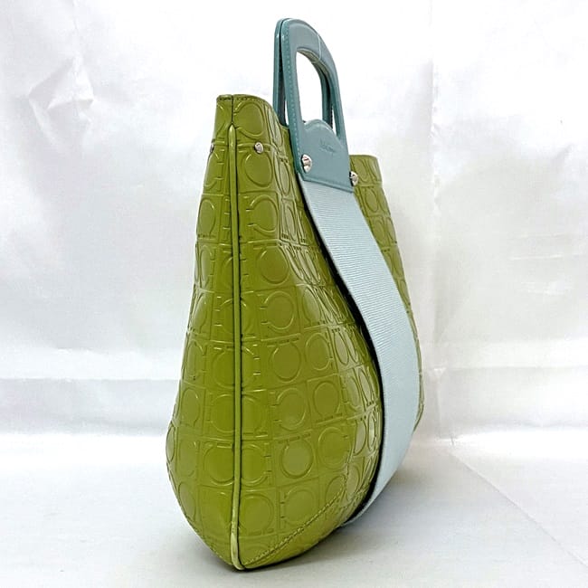 [Free Shipping] Salvatore Ferragamo 2-way bag ec-21453 Light blue Light green