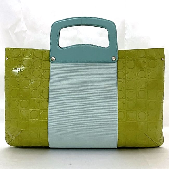 [Free Shipping] Salvatore Ferragamo 2-way bag ec-21453 Light blue Light green