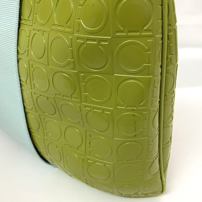 [Free Shipping] Salvatore Ferragamo 2-way bag ec-21453 Light blue Light green