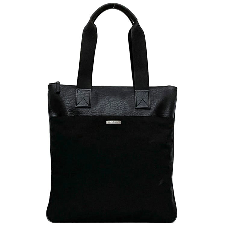 [Free Shipping] Salvatore Ferragamo Tote Bag ec-22723 Black Beautiful Canvas