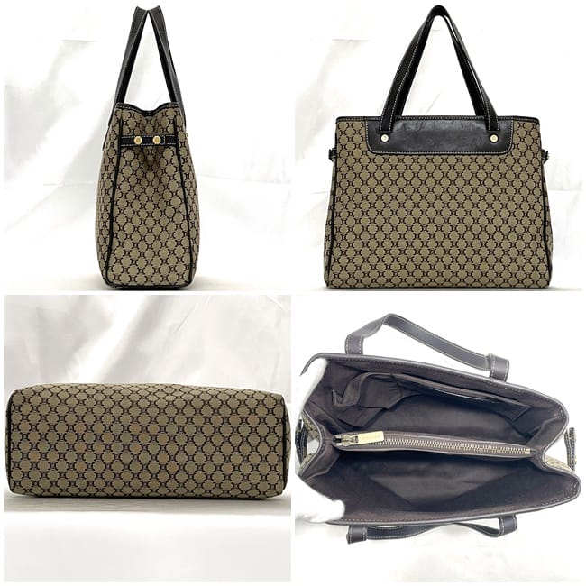 [Free Shipping] Celine Handbag ec-23530 Beige Brown Macadam Beautiful Condition
