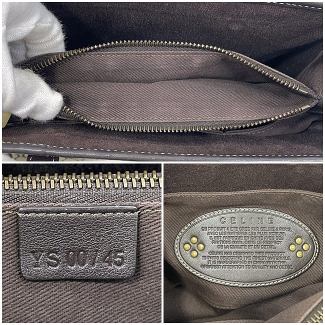 [Free Shipping] Celine Handbag ec-23530 Beige Brown Macadam Beautiful Condition