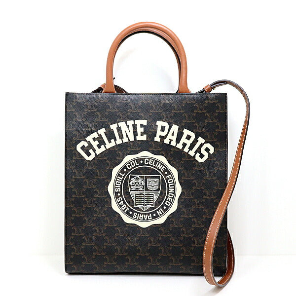 CELINE Triomphe Vertical Cockar PVC Leather 2WAY Tote Bag Shoulder Bag [Used] S