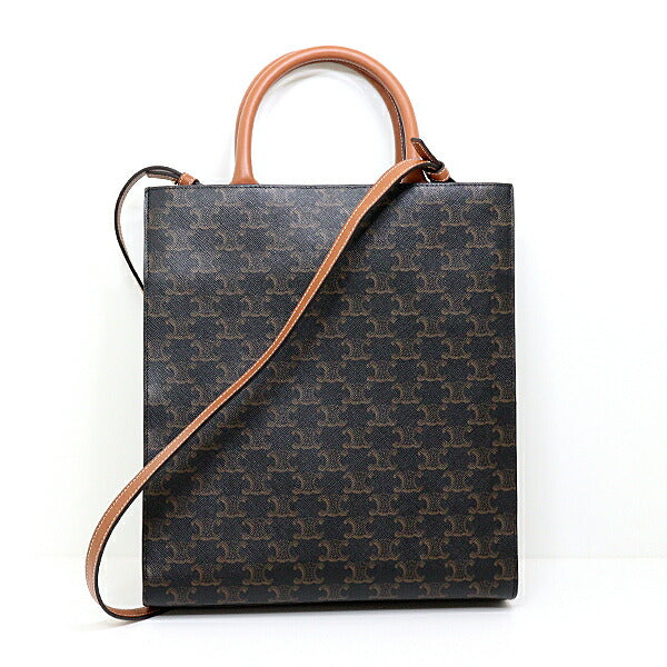 CELINE Triomphe Vertical Cockar PVC Leather 2WAY Tote Bag Shoulder Bag [Used] S