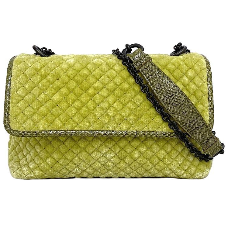 Bottega Veneta Chain Shoulder Bag Yellow Green Beautiful Condition Quilted