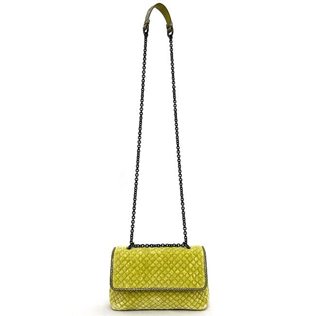 Bottega Veneta Chain Shoulder Bag Yellow Green Beautiful Condition Quilted