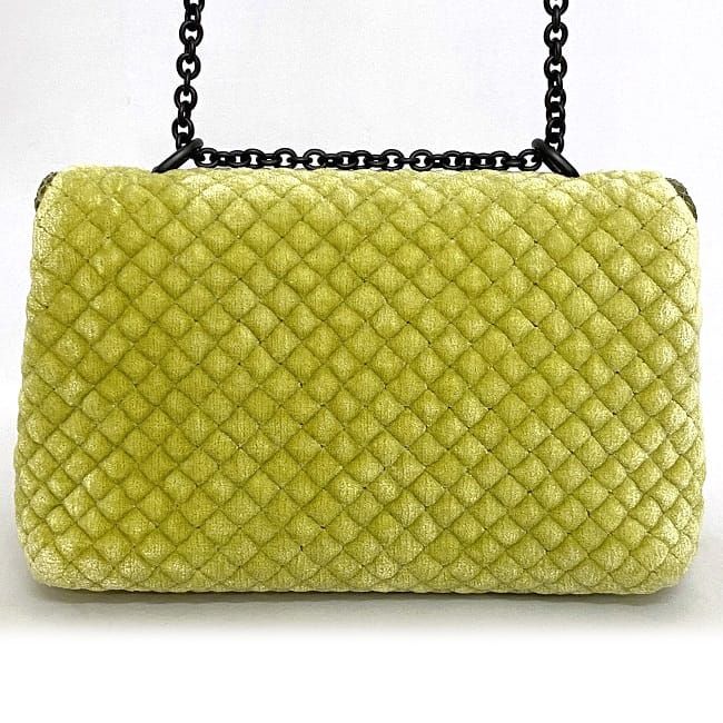Bottega Veneta Chain Shoulder Bag Yellow Green Beautiful Condition Quilted