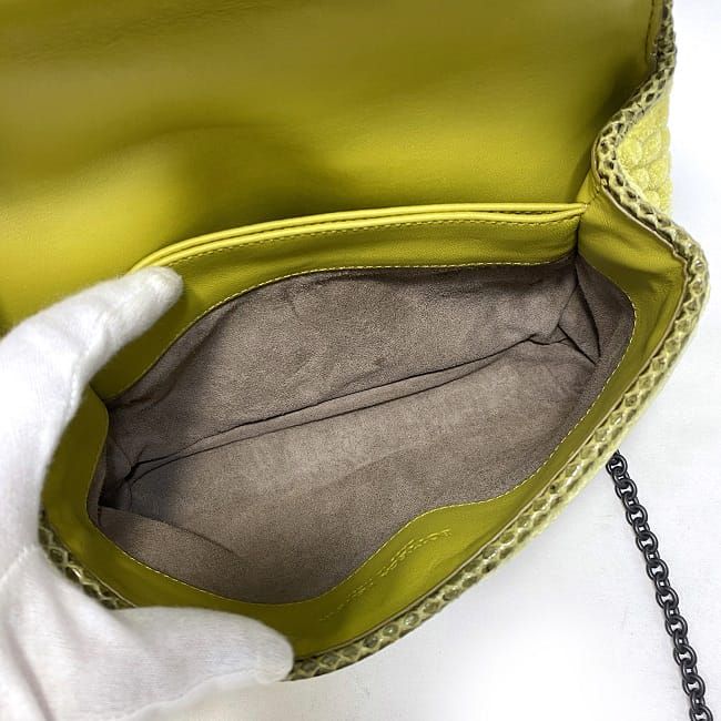 Bottega Veneta Chain Shoulder Bag Yellow Green Beautiful Condition Quilted