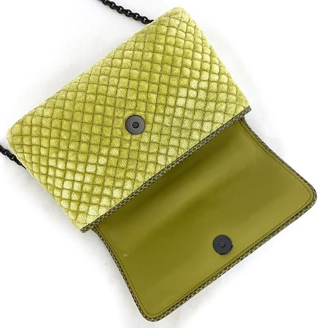 Bottega Veneta Chain Shoulder Bag Yellow Green Beautiful Condition Quilted