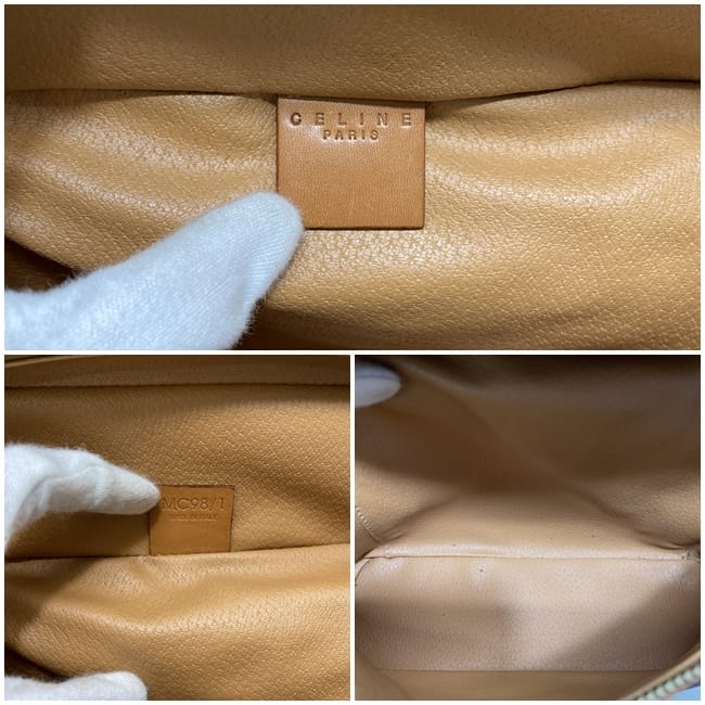 Celine Vanity Bag f-22609 Brown Beige Macadam Beautiful Condition PVC Leather