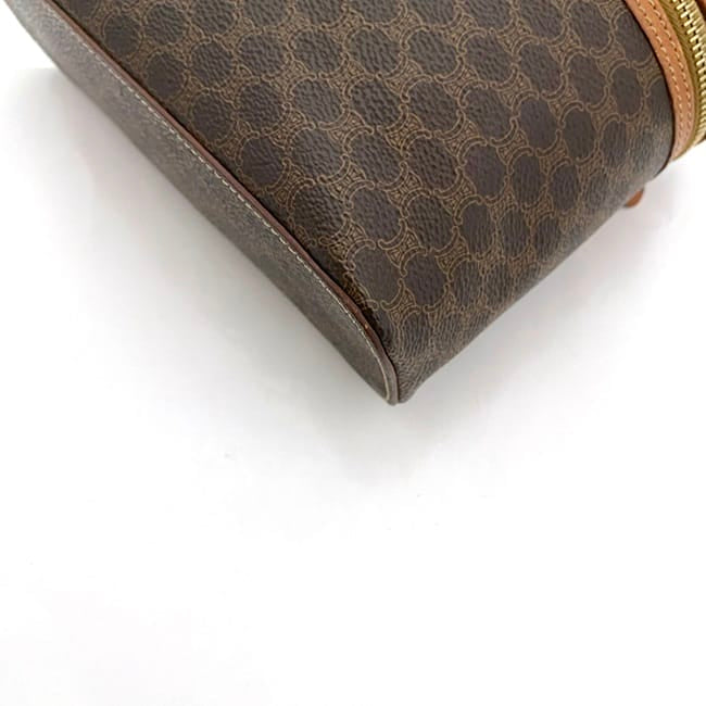 Celine Vanity Bag f-22609 Brown Beige Macadam Beautiful Condition PVC Leather