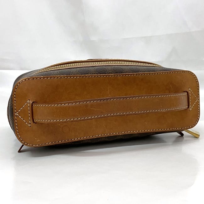 Celine Vanity Bag f-22609 Brown Beige Macadam Beautiful Condition PVC Leather