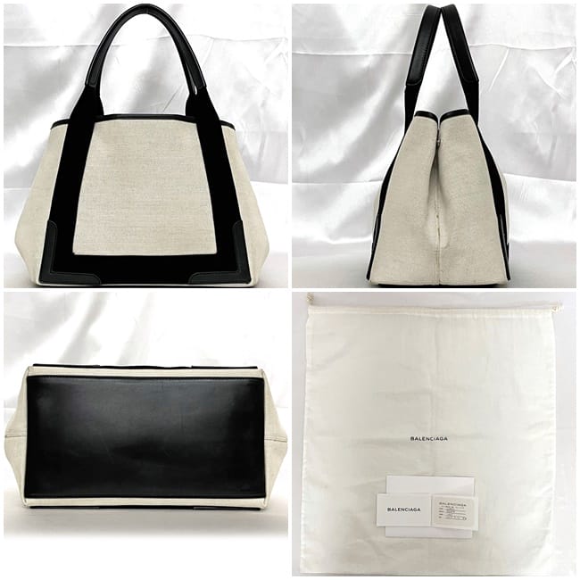 [Free Shipping] Balenciaga Tote Bag Navy Cabas S Small f-22943 Ivory Black