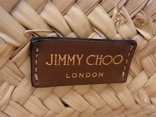 ■Extremely beautiful condition■ JIMMY CHOO MACY Raffia x Leather Tote Bag