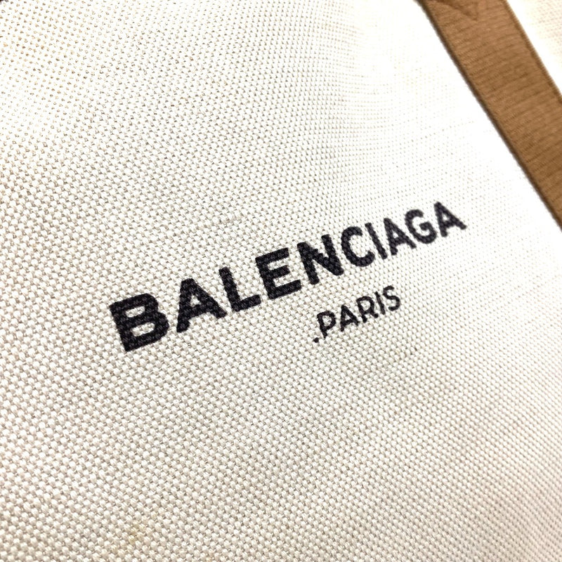 BALENCIAGA 339933 Logo Print Navy Cabas S Bag Handbag Tote Bag Canvas/Leather