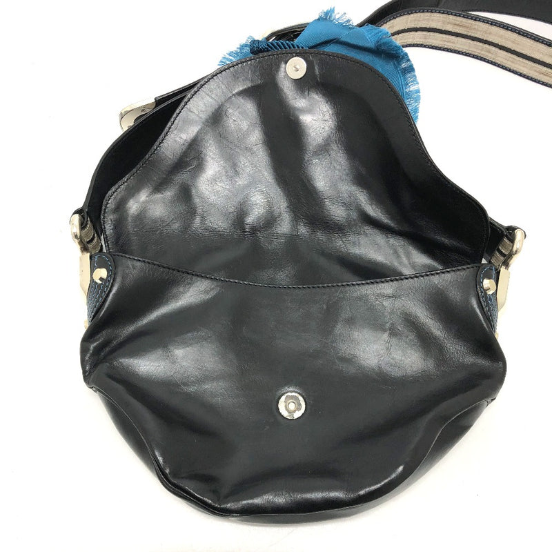 CELINE 115/130 Ribbon Crossbody Bag Shoulder Bag Leather Women's Black [Used]