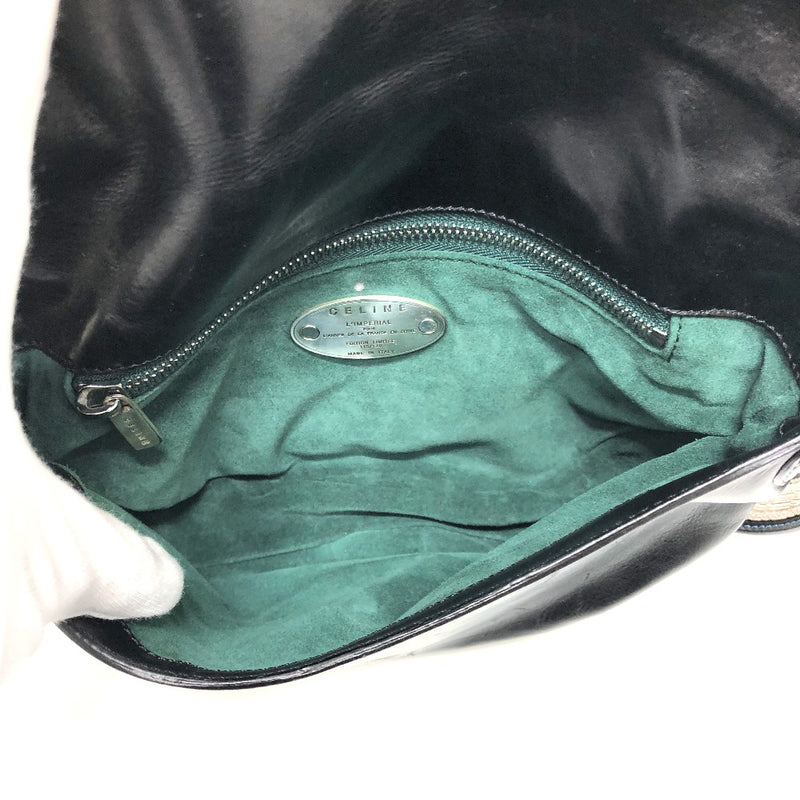 CELINE 115/130 Ribbon Crossbody Bag Shoulder Bag Leather Women's Black [Used]