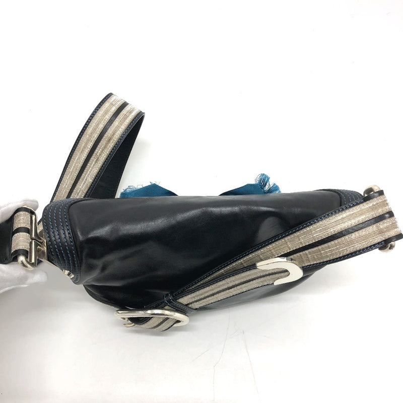 CELINE 115/130 Ribbon Crossbody Bag Shoulder Bag Leather Women's Black [Used]