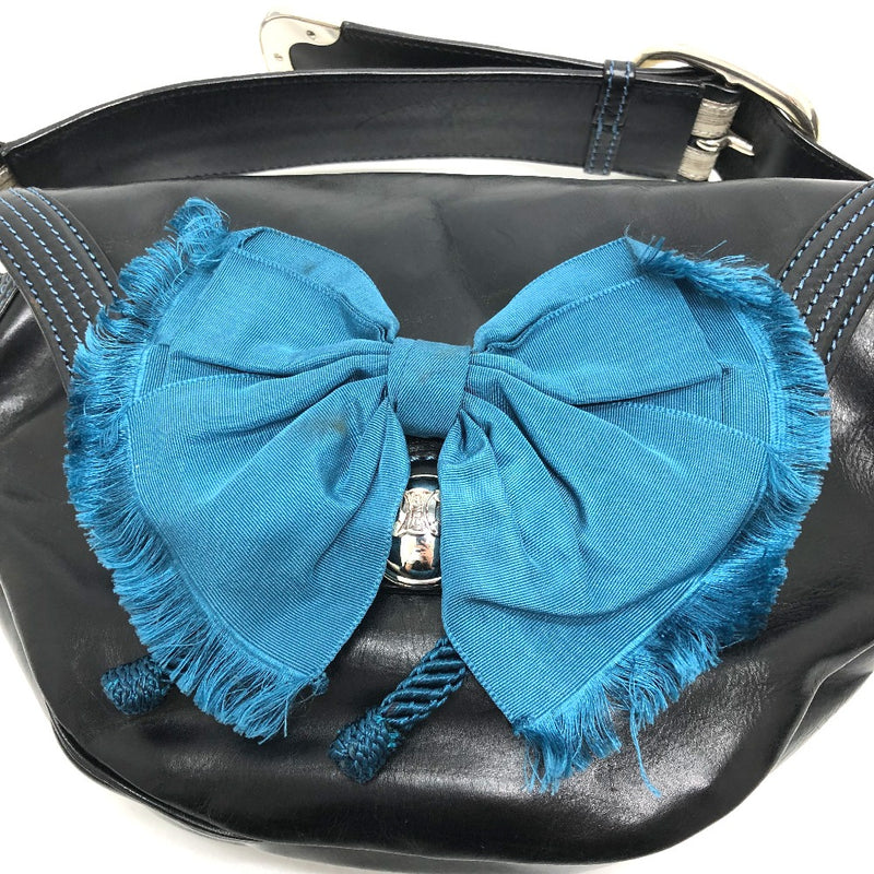 CELINE 115/130 Ribbon Crossbody Bag Shoulder Bag Leather Women's Black [Used]
