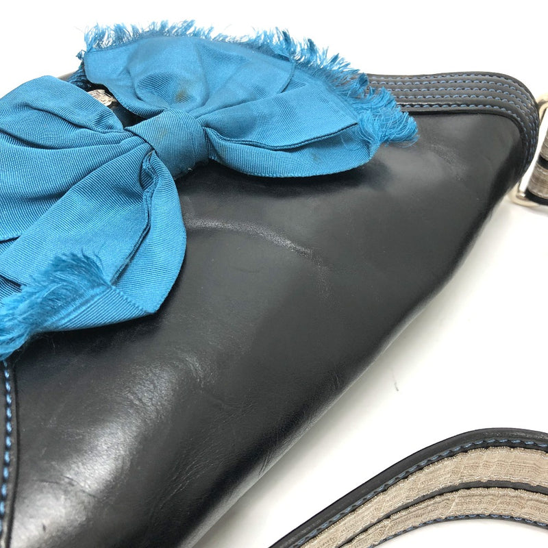 CELINE 115/130 Ribbon Crossbody Bag Shoulder Bag Leather Women's Black [Used]