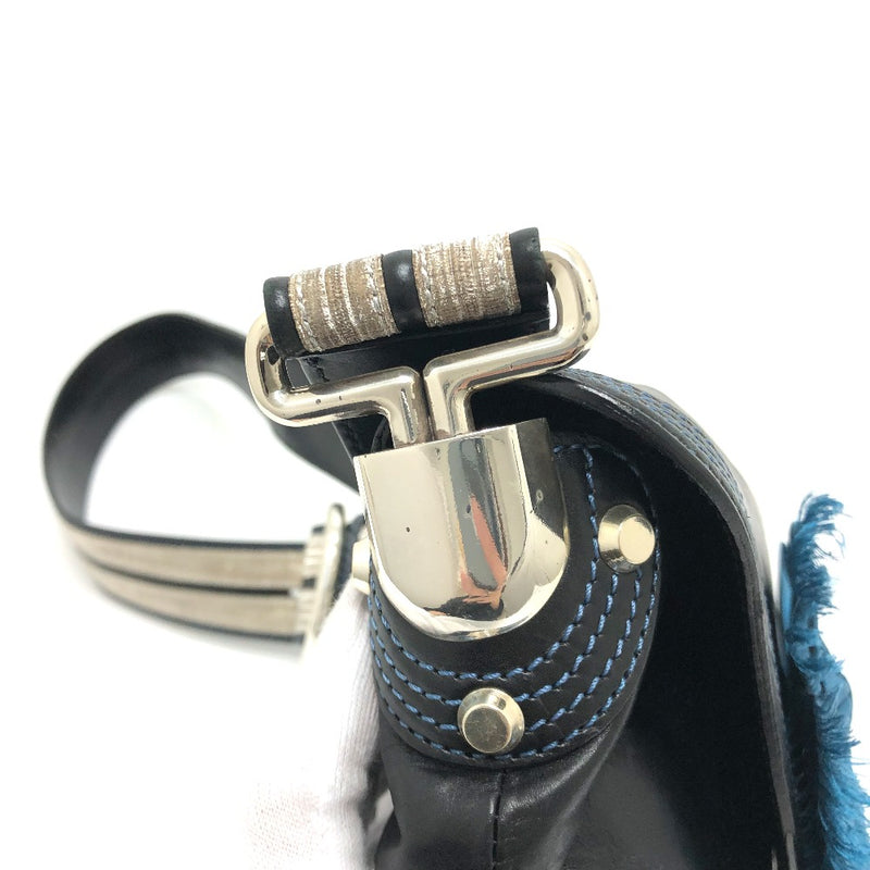 CELINE 115/130 Ribbon Crossbody Bag Shoulder Bag Leather Women's Black [Used]