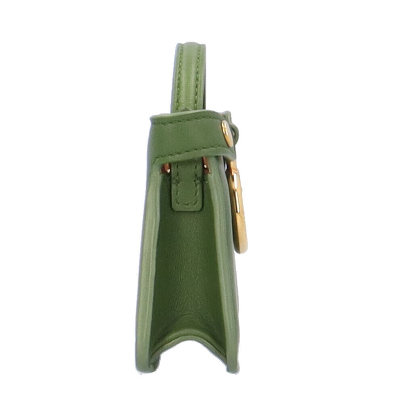 FENDI Nanopeka Boo Mini Chain Shoulder Bag Leather 7AR993 Green Women's FENDI