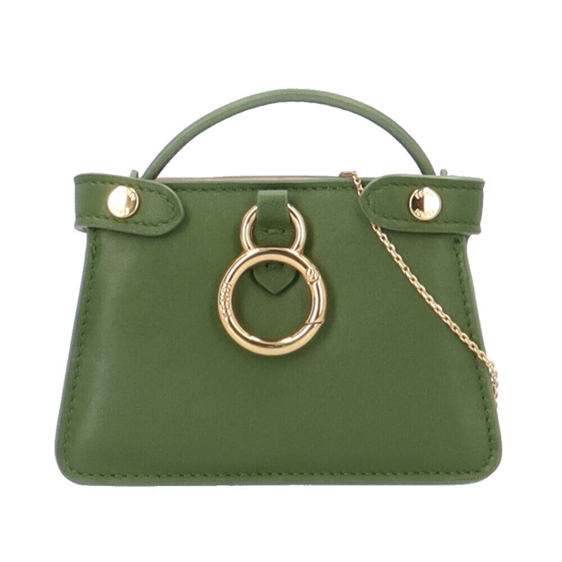 FENDI Nanopeka Boo Mini Chain Shoulder Bag Leather 7AR993 Green Women's FENDI
