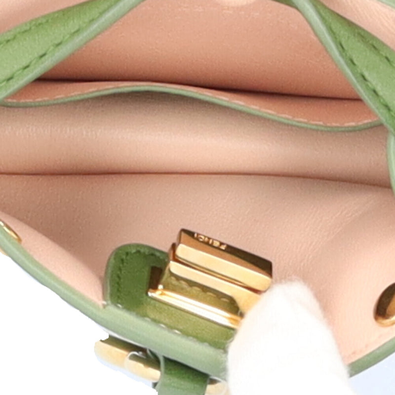 FENDI Nanopeka Boo Mini Chain Shoulder Bag Leather 7AR993 Green Women's FENDI