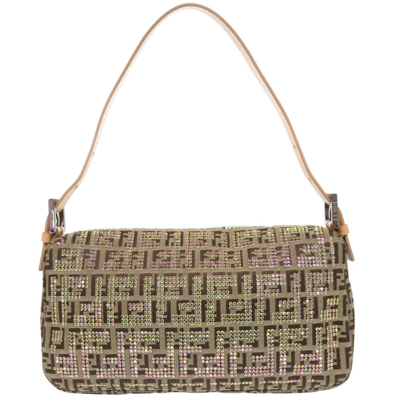 Like new FENDI Mamma Bucket Zucca Pattern FF Metal Fittings 8BR000 Canvas Stone