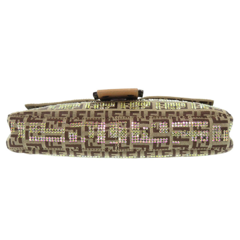 Like new FENDI Mamma Bucket Zucca Pattern FF Metal Fittings 8BR000 Canvas Stone