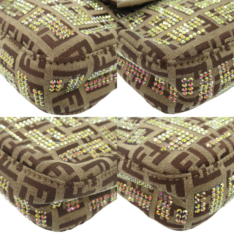 Like new FENDI Mamma Bucket Zucca Pattern FF Metal Fittings 8BR000 Canvas Stone