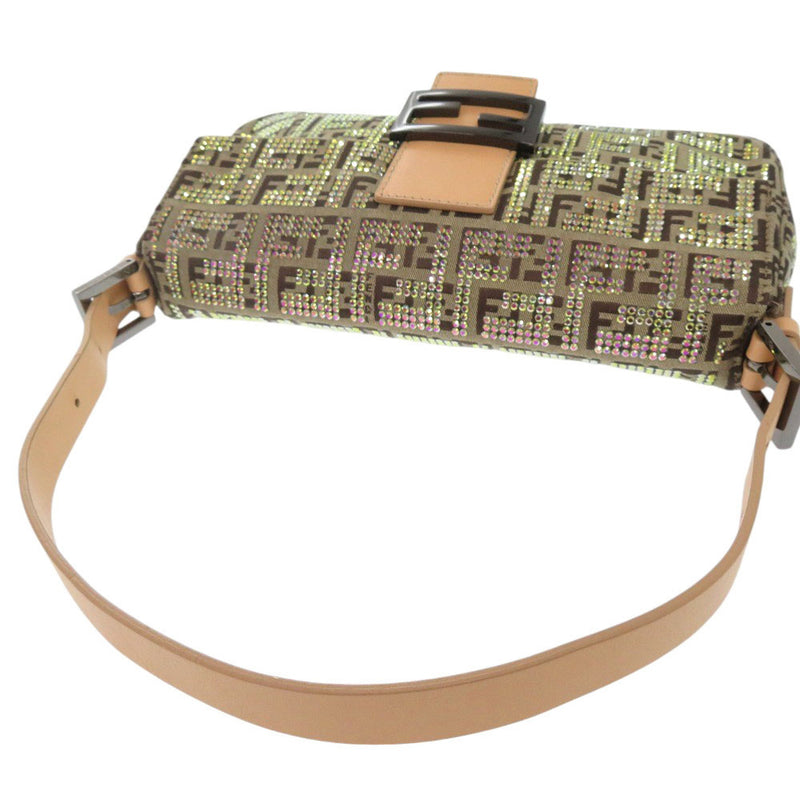 Like new FENDI Mamma Bucket Zucca Pattern FF Metal Fittings 8BR000 Canvas Stone