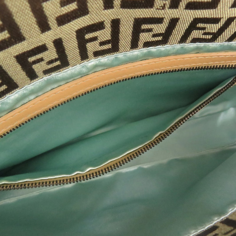 Like new FENDI Mamma Bucket Zucca Pattern FF Metal Fittings 8BR000 Canvas Stone