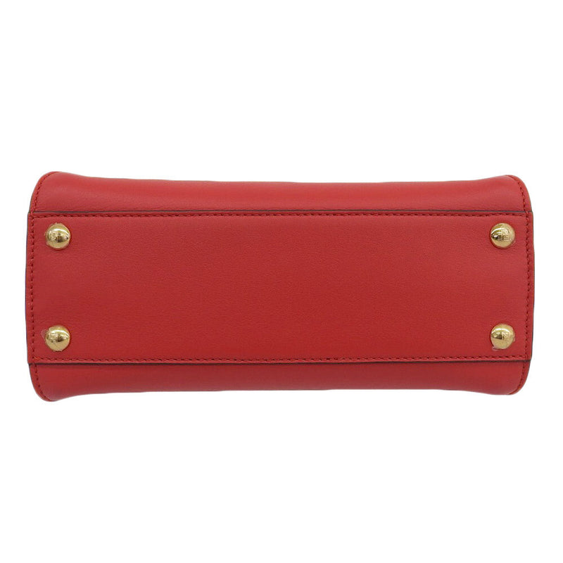 FENDI Peekaboo Mini 2WAY Handbag Shoulder Bag Crossbody Red Leather Women's