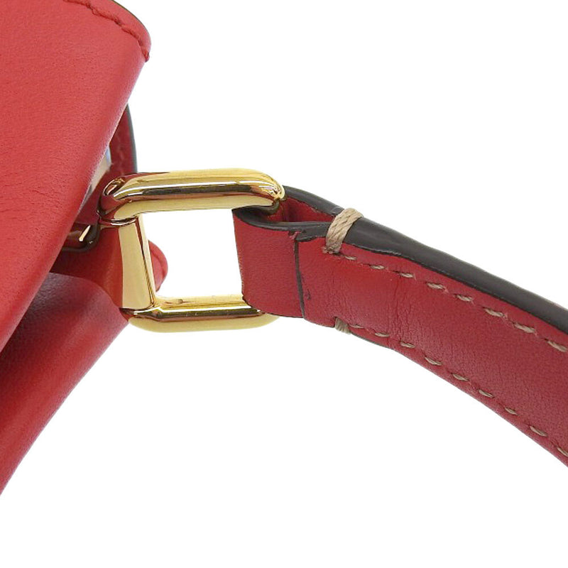 FENDI Peekaboo Mini 2WAY Handbag Shoulder Bag Crossbody Red Leather Women's