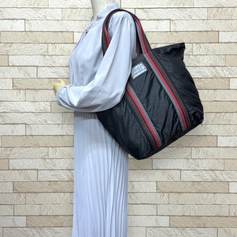 FENDI Zucchino Tote Bag Nylon 7VA240 Black Unisex FENDI